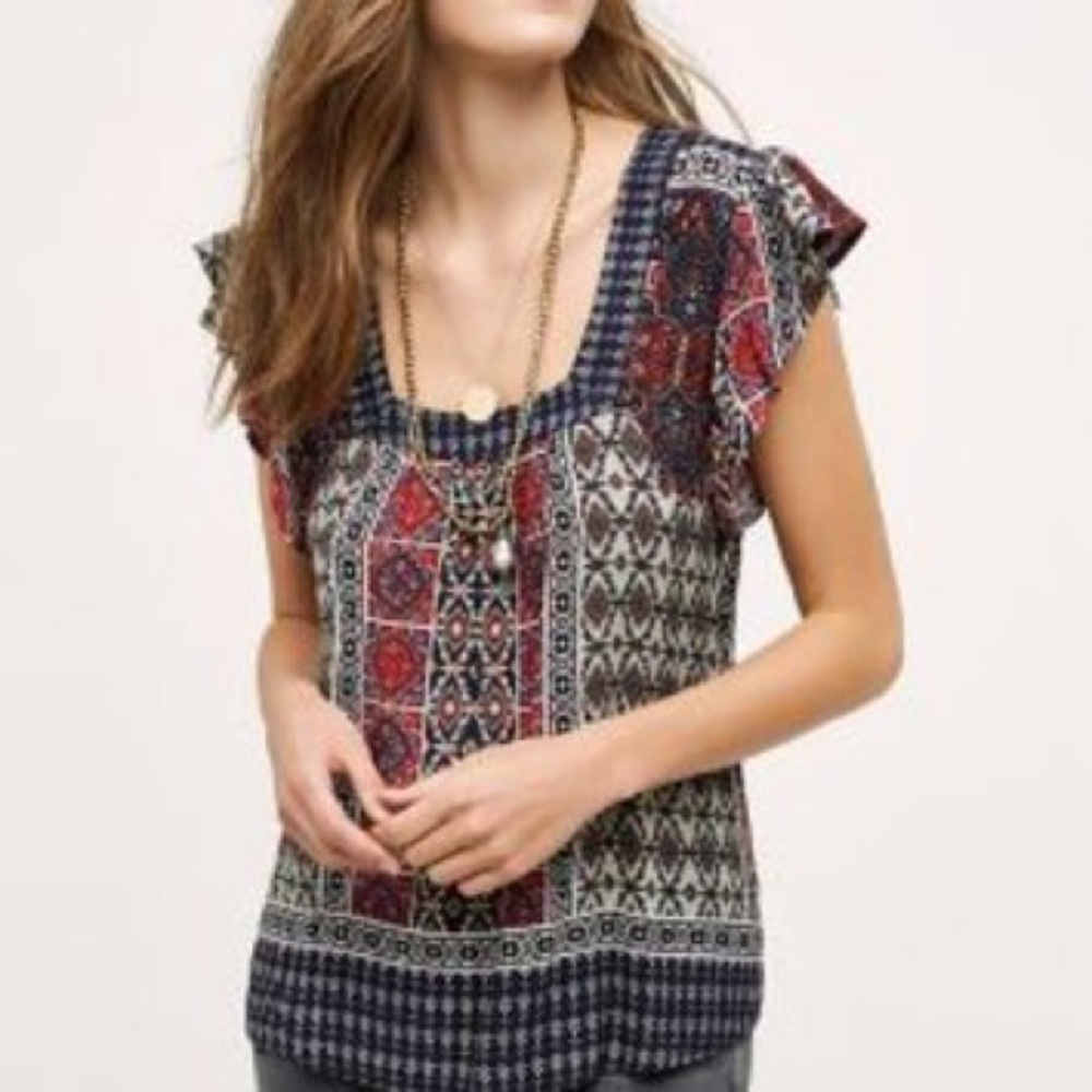 Anthropologie short sleeve blouse